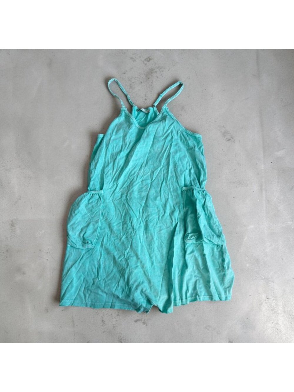 ZENANA Aqua Burnished Shorts Romper Size Large